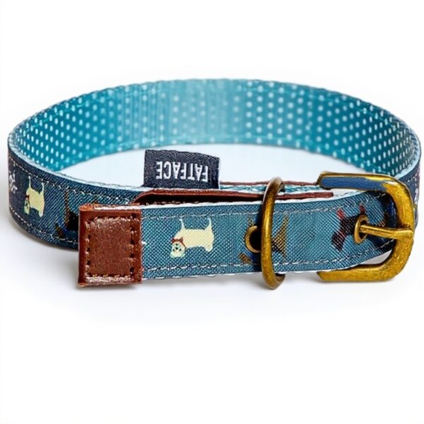 Collier chien cuir véritable Fatface boucle métal bleu