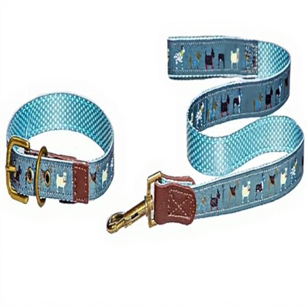 Collier chien cuir véritable Fatface boucle métal bleu