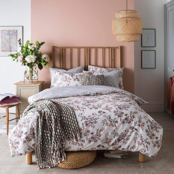 Housse de couette Fat Face floral oiseaux coton respirant-3