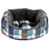 FatFace Lit Chien Fibre Recyclée Douce Carreaux Bleu