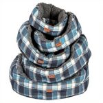 FatFace Lit Chien Fibre Recyclée Douce Carreaux Bleu