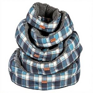 FatFace Lit Chien Fibre Recyclée Douce Carreaux Bleu