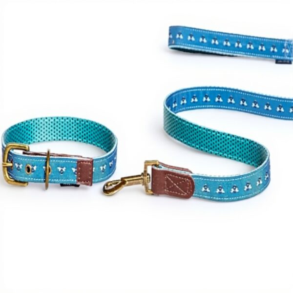 Laisse chien cuir véritable Fatface Spotty Bees boucle métal