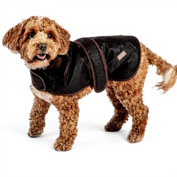 Manteau chien FatFace coton ciré doublure carreaux orange