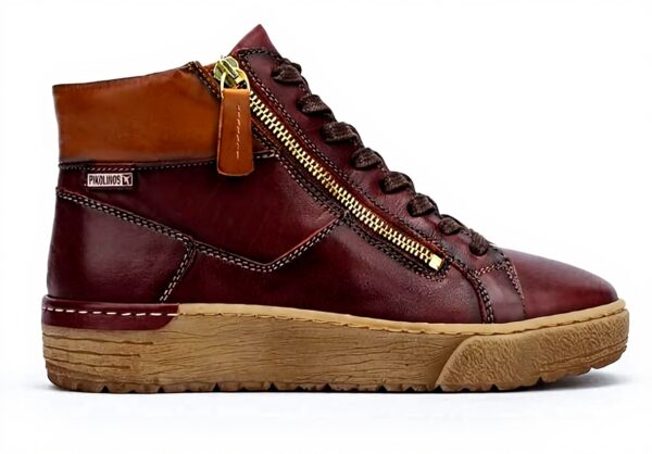 Baskets Pikolinos Vitoria cuir confort femme grenat