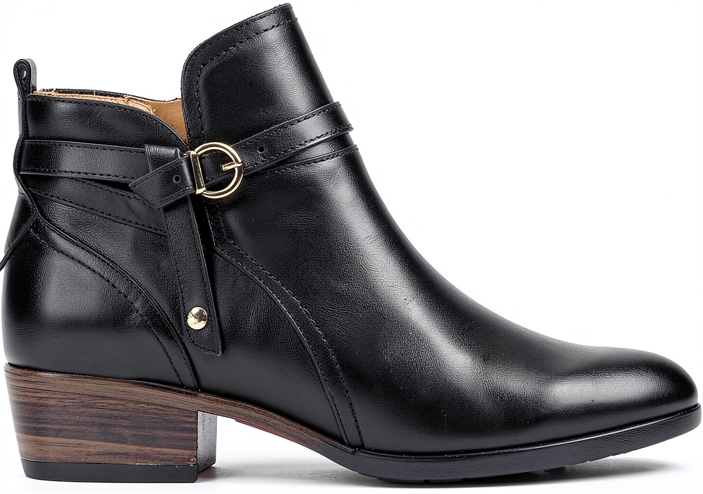 Bottines Pikolinos femme en cuir noir sur fond neutre
