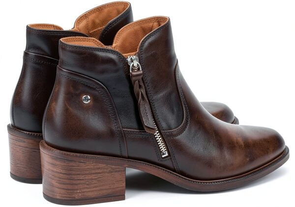 Bottines femme Pikolinos cuir talon confortable noir cognac-3