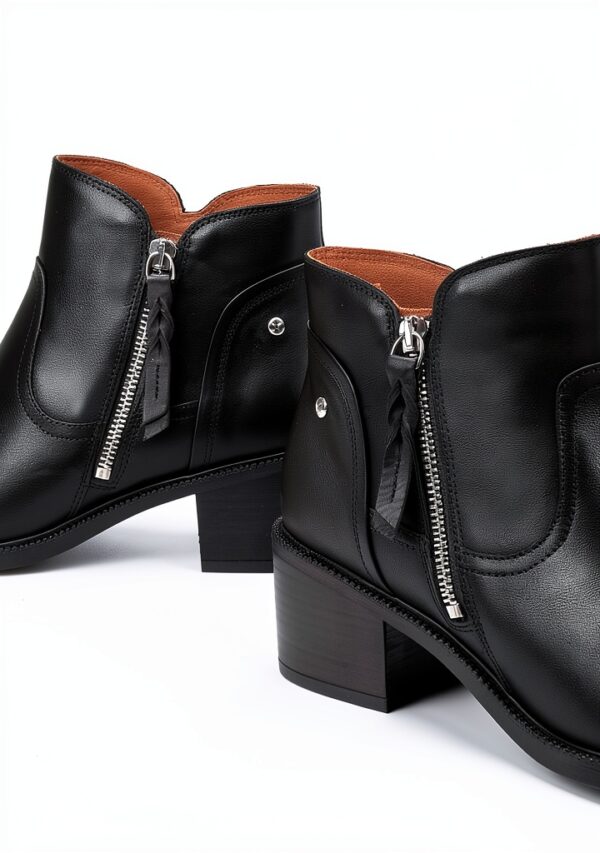 Bottines femme Pikolinos cuir talon confortable noir cognac-4