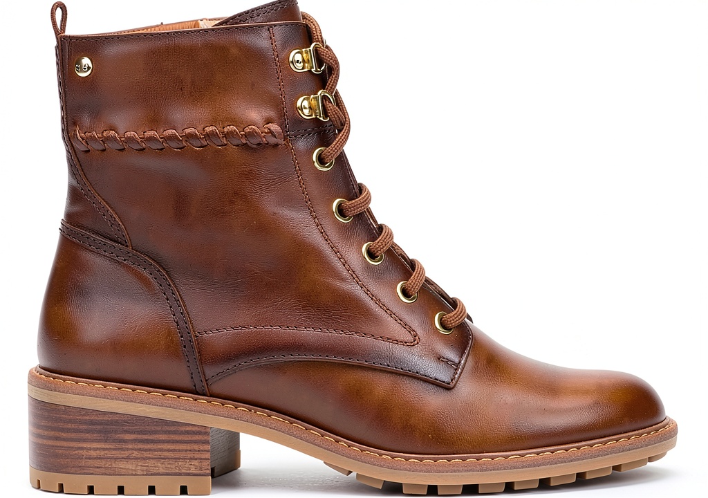 'Bottines femme en cuir avec talon stable, vue de côté'