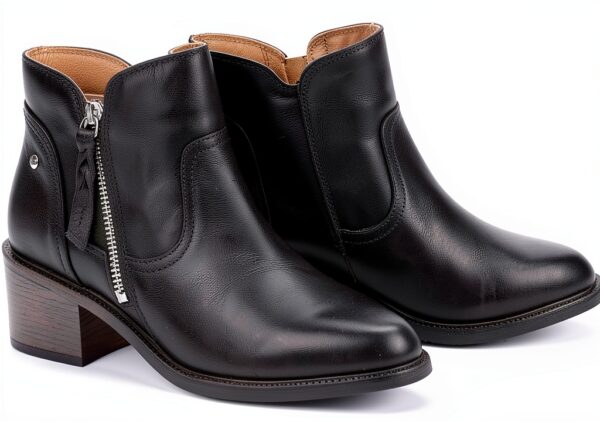 Bottines femme Pikolinos cuir talon confortable noir cognac-6