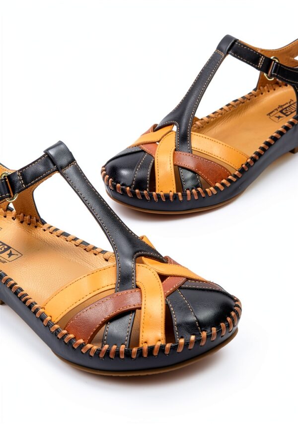 Pikolinos Sandales Femme Cuir Confortable Bleu Champagne-8
