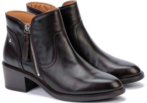 Bottines femme Pikolinos cuir talon confortable noir cognac-2