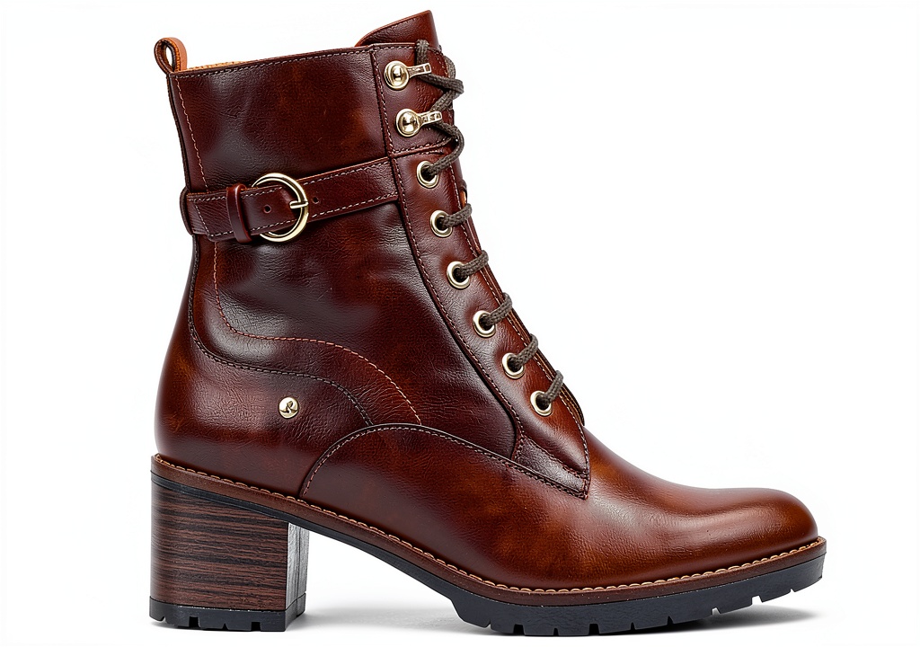 Bottines Pikolinos femme en cuir cognac sur fond neutre