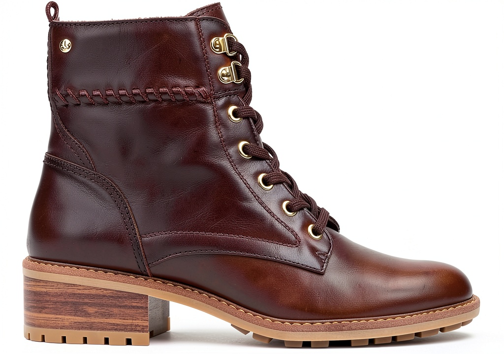 Bottines femme en cuir avec talon stable, vue de côté