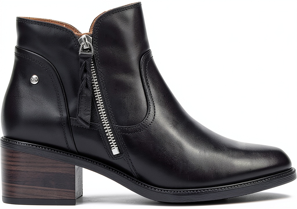 Bottines Pikolinos femme en cuir noir sur fond neutre