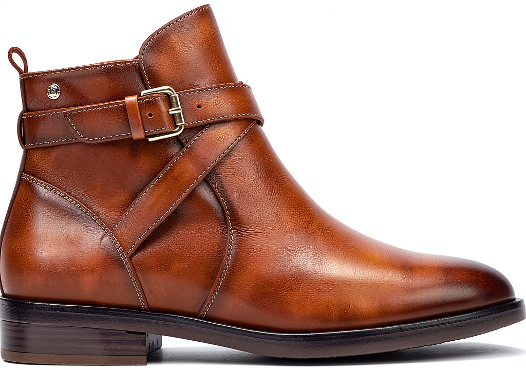 'Bottines Pikolinos PUERTOLLANO en cuir Brandy sur fond neutre'