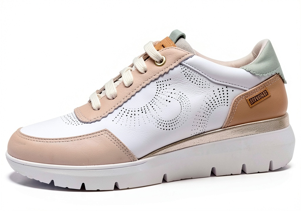 Baskets Pikolinos RUEDA en cuir blanc portées en extérieur