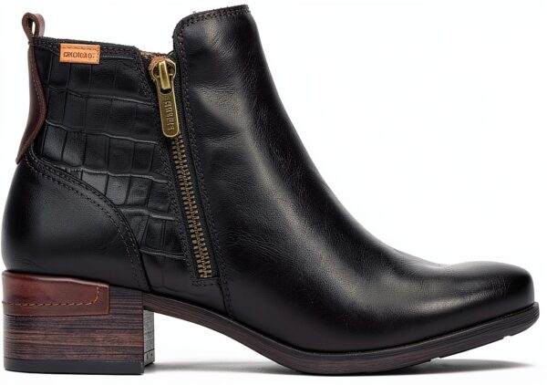 Bottines Pikolinos Cuir Talon Femme Noir Cuero Confortable