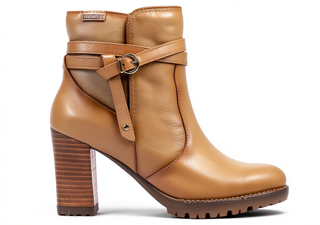 Bottines femme Pikolinos en cuir sur un fond neutre, montrant le talon stable et la semelle intérieure rembourrée