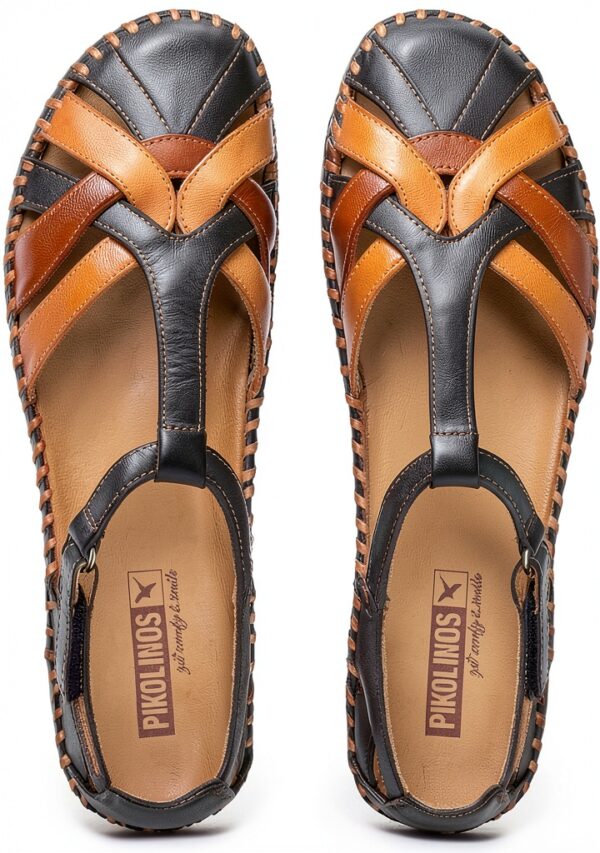 Pikolinos Sandales Femme Cuir Confortable Bleu Champagne-6
