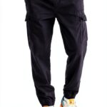 Pantalon cargo homme AEROPOSTALE 4795 noir foncé taille élastique-0