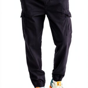 Pantalon cargo homme AEROPOSTALE 4795 noir foncé taille élastique-0