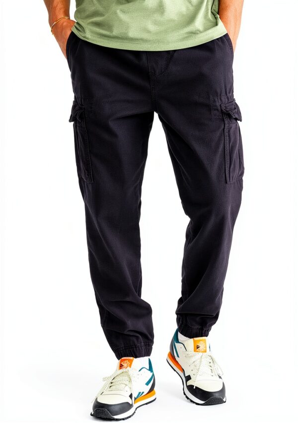 Pantalon cargo homme AEROPOSTALE 4795 noir foncé taille élastique-0