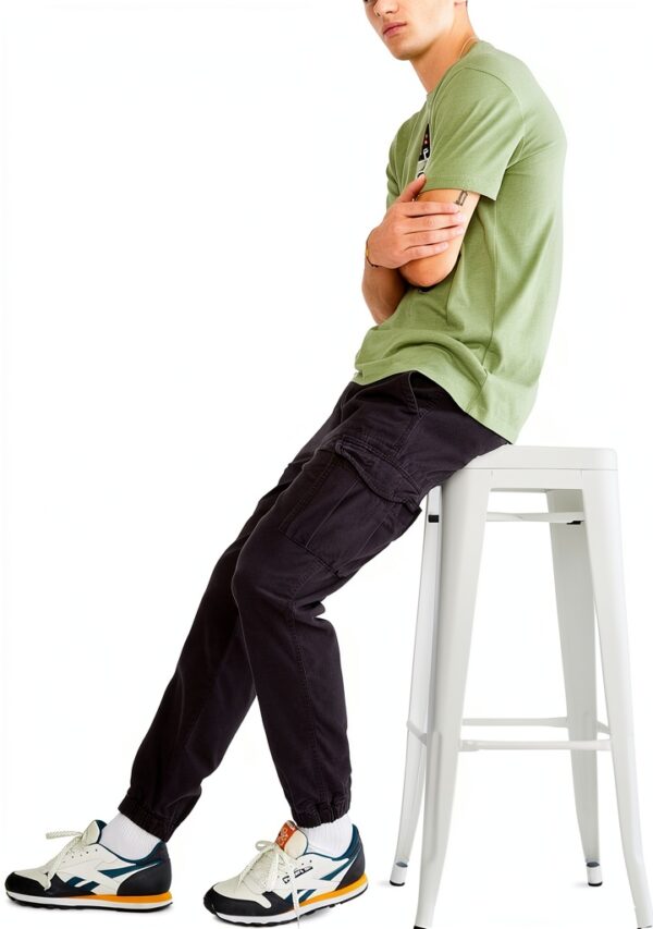 Pantalon cargo homme AEROPOSTALE 4795 noir foncé taille élastique-3