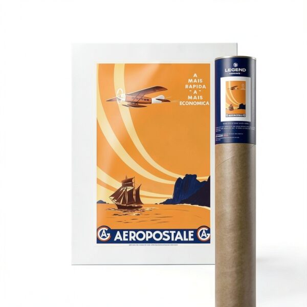 Affiche vintage Aéropostale Air France 1930 papier vergé 70x50 cm-1