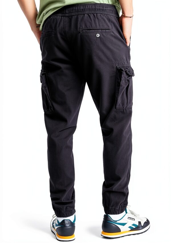 Pantalon cargo homme AEROPOSTALE 4795 noir foncé taille élastique-2
