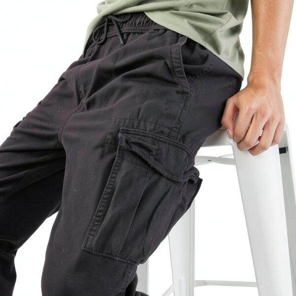Pantalon cargo homme AEROPOSTALE 4795 noir foncé taille élastique-1