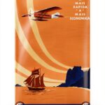 Affiche vintage Aéropostale Air France 1930 papier vergé 70x50 cm-0