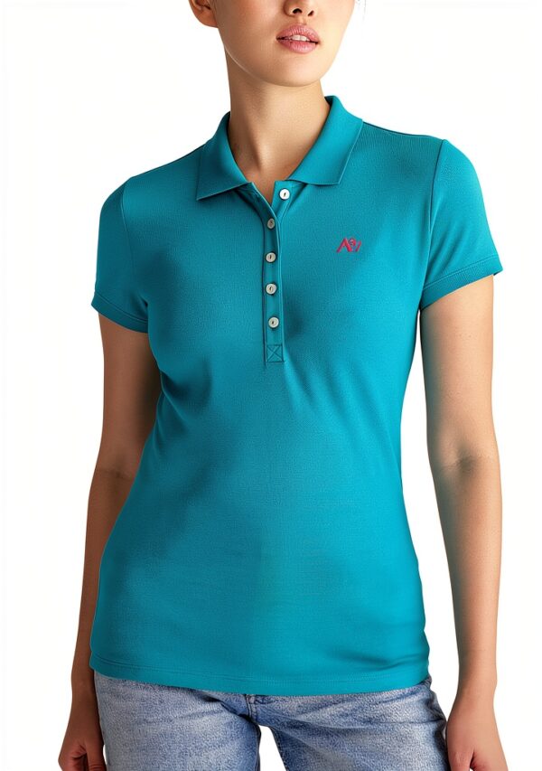 Aéropostale Polo Femme Aqua Dream 1788 - Tissu piqué col côtelé-1
